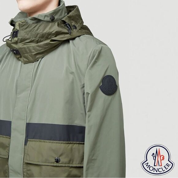 MONCLER **NWT** Carax Technical Hooded Windbreaker Jacket In Olive Green - Picture 6 of 15